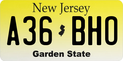 NJ license plate A36BHO