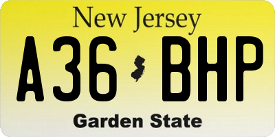 NJ license plate A36BHP