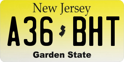 NJ license plate A36BHT