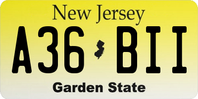 NJ license plate A36BII