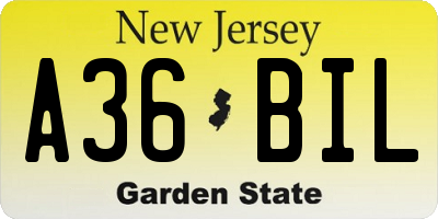 NJ license plate A36BIL