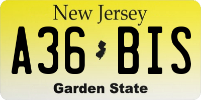 NJ license plate A36BIS
