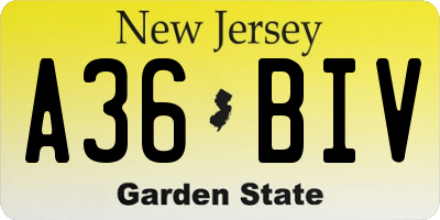 NJ license plate A36BIV