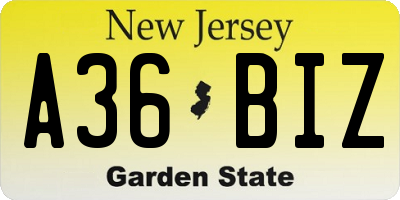 NJ license plate A36BIZ
