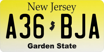 NJ license plate A36BJA