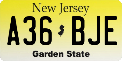 NJ license plate A36BJE