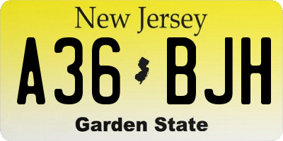 NJ license plate A36BJH
