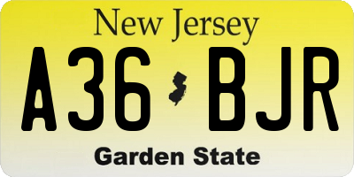 NJ license plate A36BJR