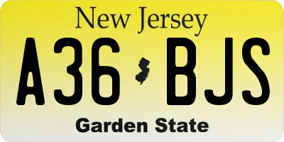 NJ license plate A36BJS