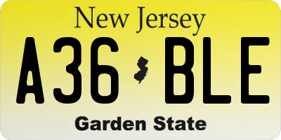 NJ license plate A36BLE