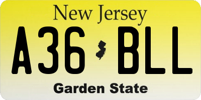 NJ license plate A36BLL