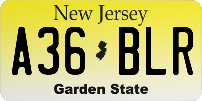 NJ license plate A36BLR