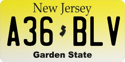 NJ license plate A36BLV