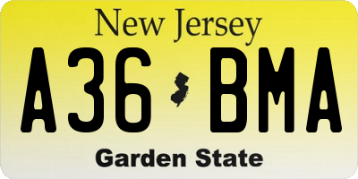 NJ license plate A36BMA