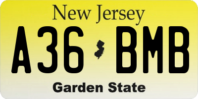 NJ license plate A36BMB