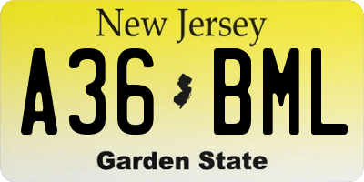 NJ license plate A36BML