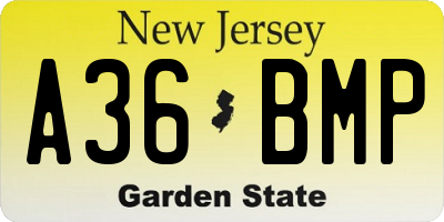 NJ license plate A36BMP