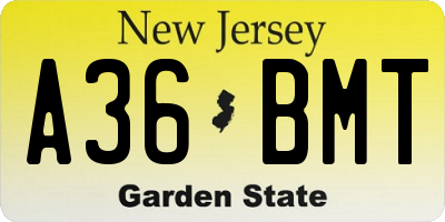 NJ license plate A36BMT