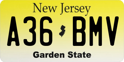 NJ license plate A36BMV