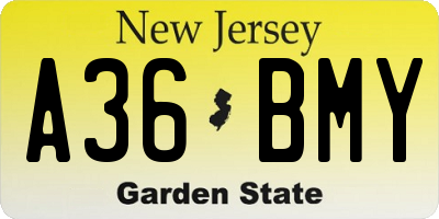 NJ license plate A36BMY