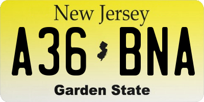 NJ license plate A36BNA