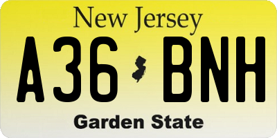 NJ license plate A36BNH