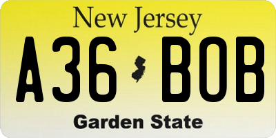 NJ license plate A36BOB