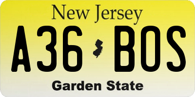 NJ license plate A36BOS