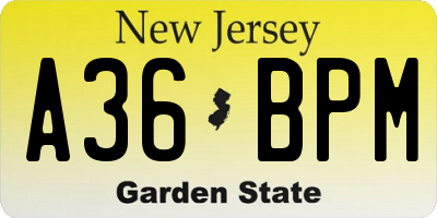 NJ license plate A36BPM