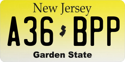 NJ license plate A36BPP