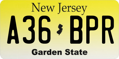 NJ license plate A36BPR