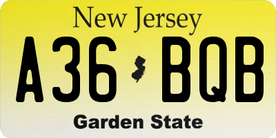 NJ license plate A36BQB