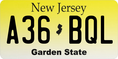 NJ license plate A36BQL