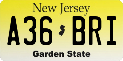 NJ license plate A36BRI