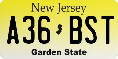 NJ license plate A36BST
