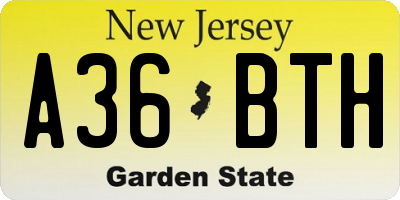 NJ license plate A36BTH