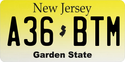 NJ license plate A36BTM