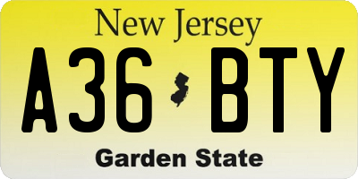 NJ license plate A36BTY