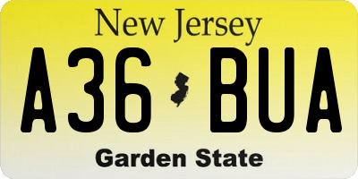NJ license plate A36BUA
