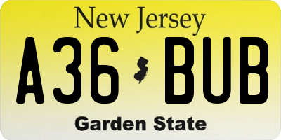 NJ license plate A36BUB