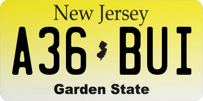 NJ license plate A36BUI