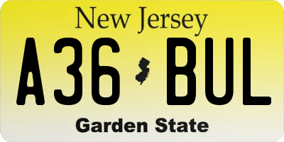 NJ license plate A36BUL