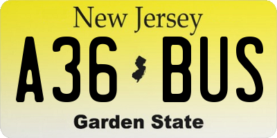 NJ license plate A36BUS