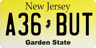 NJ license plate A36BUT