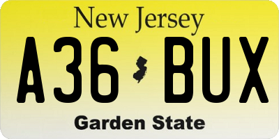 NJ license plate A36BUX
