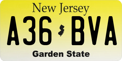 NJ license plate A36BVA