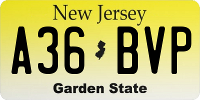 NJ license plate A36BVP