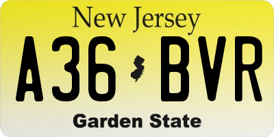 NJ license plate A36BVR