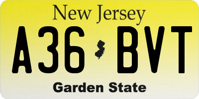 NJ license plate A36BVT