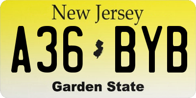 NJ license plate A36BYB